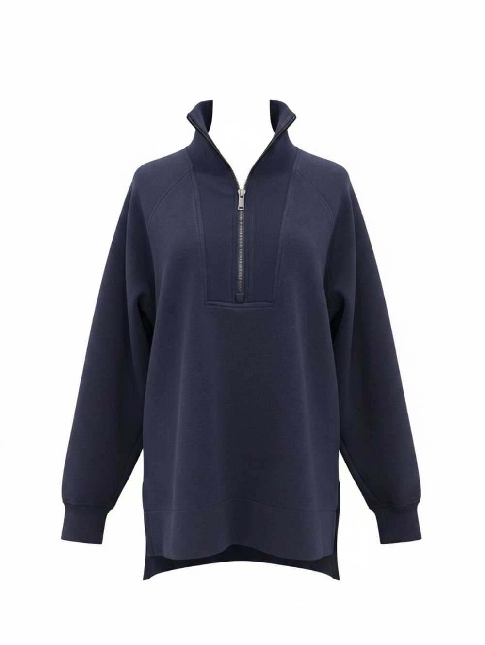 SPANX Navy Half-Zip Mock Neck Sweatshirt